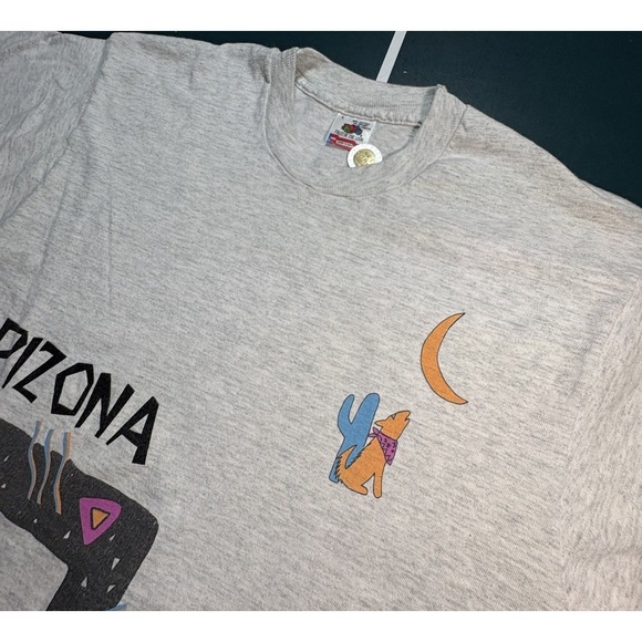 Vtg 90s Arizona Wolf Abstract Art T Shirt Large Wrap Around Single Stitch 80s - Picture 5 of 13
